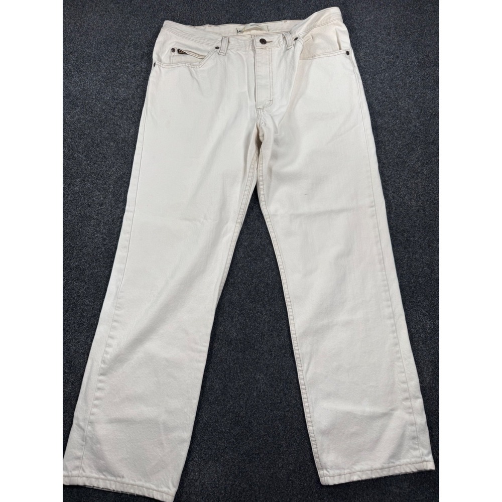Lee Jeans Mens 38x30 Regular Fit Straight Leg Cream Off White Denim Pants